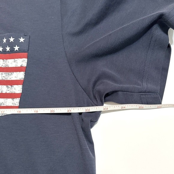 Travis Mathew Navy Golf Polo Shirt American Flag Pocket Mens Size XL - Picture 4 of 10